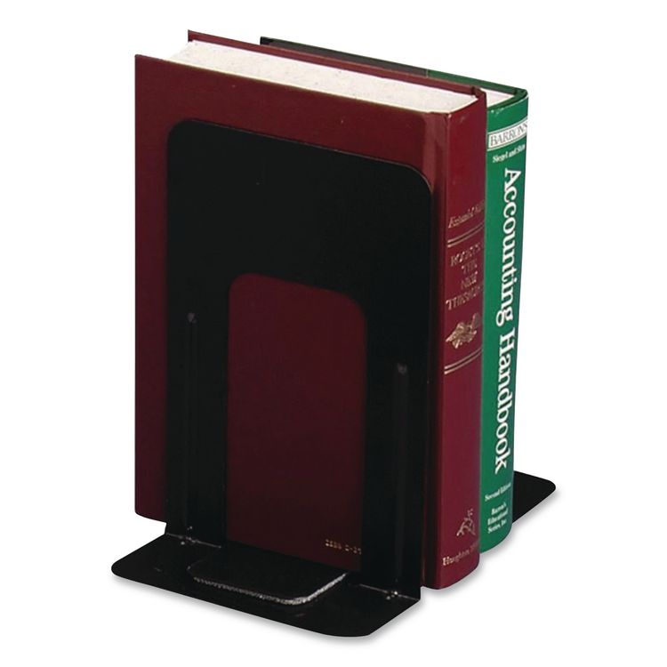 OFFICEMATE INTERNATIONAL CORP. Steel Bookends, Nonskid Base, 4.75 x 5.13 x 5, Black, Pair (OIC93001)