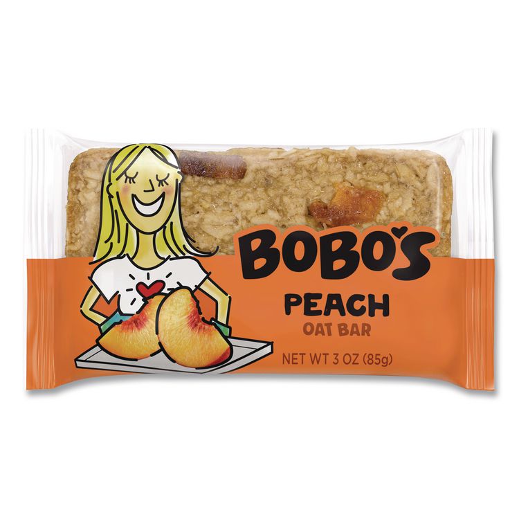 BOBO'S Oatmeal Bars, Peach, 3 oz Individually Wrapped, 12/Box (BBO00058)