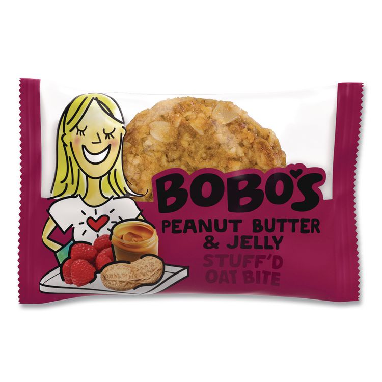 BOBO'S Stuff'd Oatmeal Bites, Peanut Butter and Jelly, 1.3 oz Individually Wrapped, 25/Box (BBO00216)