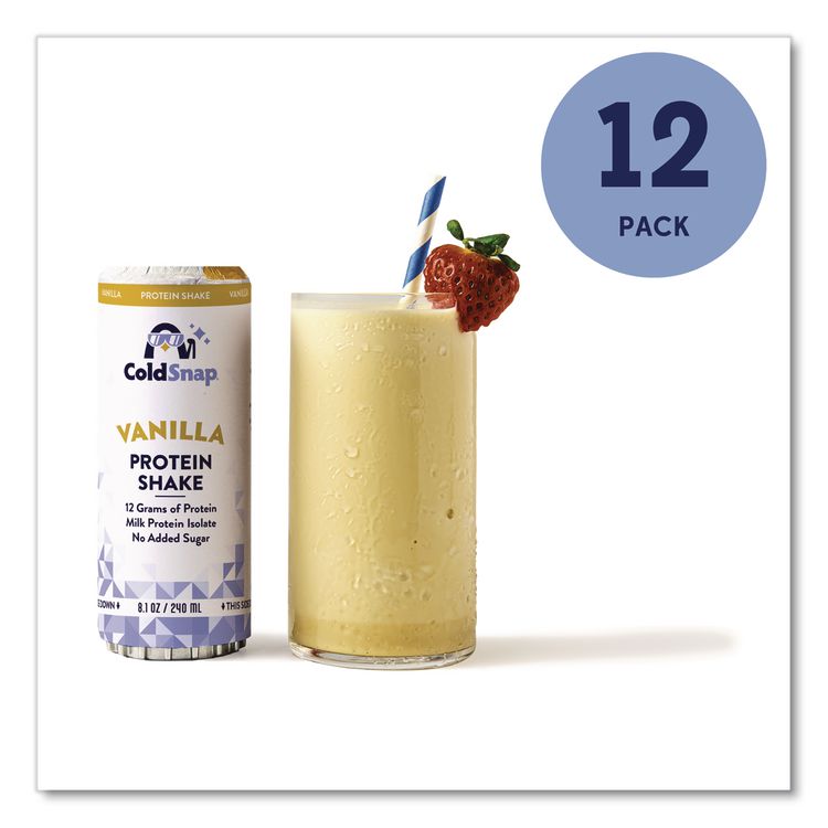 COLDSNAP Vanilla Protein Shake Pod, 8.1 oz, Single Serve Pods for ColdSnap Machine, 12/Carton (CDS100619)
