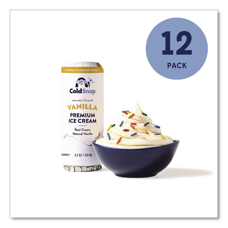 COLDSNAP Ice Cream Pod, Vanilla, 5.2 oz Single Serve Pod for ColdSnap Machine, 12/Carton (CDS600038)
