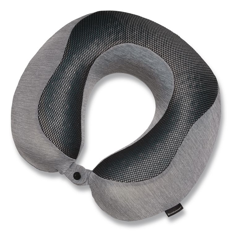 BROOKSTONE U-Shaped Memory Foam Travel Pillow, One Size Fits Most, 12.6 x 3.74 x 12.2, Gray/Black (BKTBNPM0007)