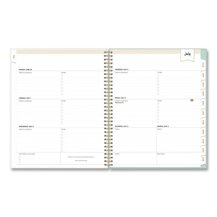 BLUE SKY Day Designer Secret Garden Mint Academic Weekly/Monthly Twin-Wire Notes Planner, 11 x 8.5, 12-Month: July 2025 to June 2026 (BLS137896A26)