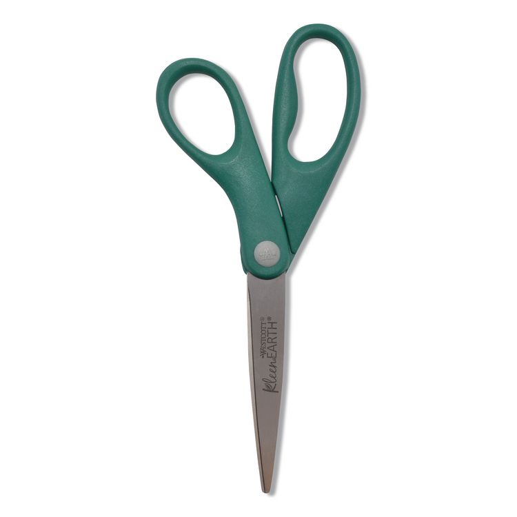 ACME UNITED CORPORATION KleenEarth Rice Husk Scissors, Pointed Tip, 8" Long, Straight Blue/Green Handle, 2/Pack (ACM14882036)