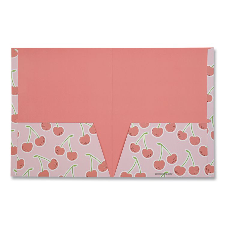 DESIGNWORKS INK Fruit Themed Laminated Two-Pocket Folder, Randomly Assorted Designs, 3-Hole Punched, 11 x 8.5, Randomly Assorted Colors (DWOTPFA114ST)