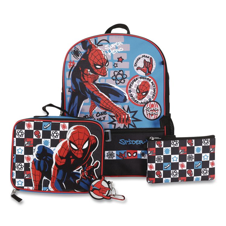 BIOWORLD MERCHANDISING Spiderman Kids 5-Piece Backpack Set, 16", Multicolor (BWRB1B7XT6USMSB)