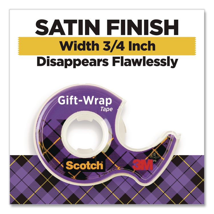 3M/COMMERCIAL TAPE DIV. Gift Wrap Tape with Dispenser, 1" Core, 0.75" x 50 ft, Clear, 6/Pack (MMM615SIOC)
