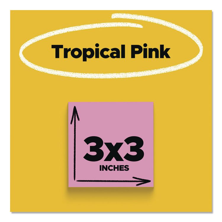 3M/COMMERCIAL TAPE DIV. Pads in Energy Boost Colors, 3" x 3", Tropical Pink, 90 Sheets/Pad, 5 Pads/Pack (MMM6545SSNP)