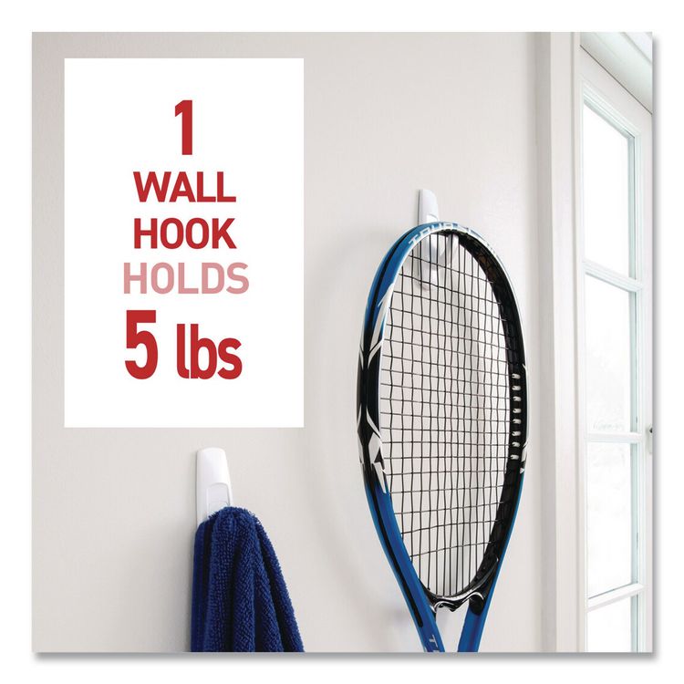 3M/COMMERCIAL TAPE DIV. Large Utility Hooks, Plastic, White, Supports 5 lb, 6/Pack (MMM170036ES)