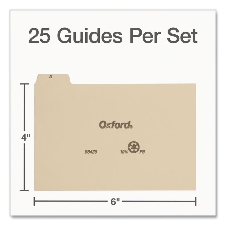 TOPS BUSINESS FORMS A-Z Index Card Dividers, Pre-Printed, 1/5-Cut Top Tab, For 4 x 6 Cards, Manila, 25/Set (OXFB6425)