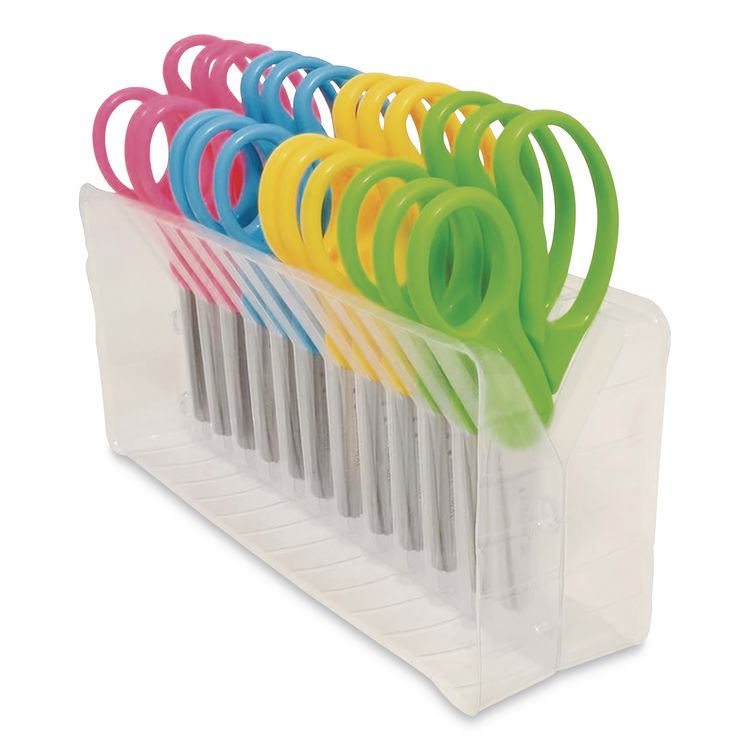 ACME UNITED CORPORATION KleenEarth Rice Husk Kids Scissors, Blunt Tip, 5" Long, Straight Assorted Color Handles, 12/Pack (ACM00850)