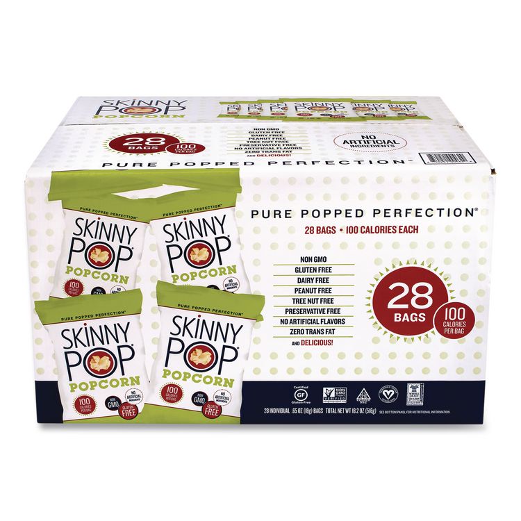 SKINNYPOP POPCORN Popcorn, Original, 0.65 oz Bag, 28/Carton (PCNSKP00462)
