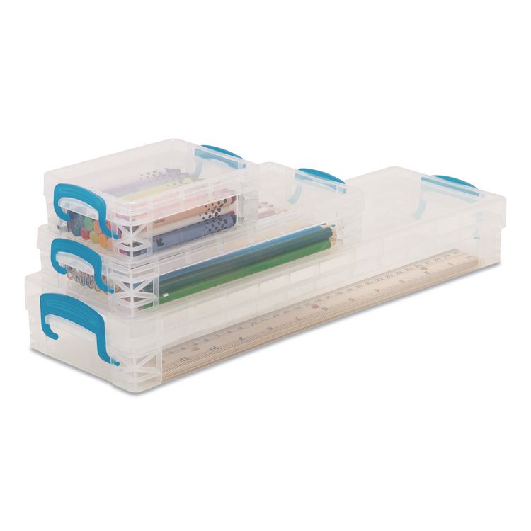 ADVANTUS CORPORATION School Kit with Crayon Box, Pencil Box and Ruler Box, Clear/Blue, 3/Box (AVT38714)