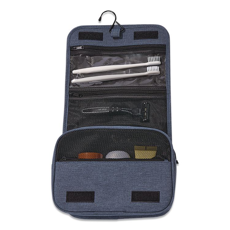 BROOKSTONE Fabric Toiletry Bag, 8.66 x 3.35 x 8.46, Blue (BKTBNKM0001)