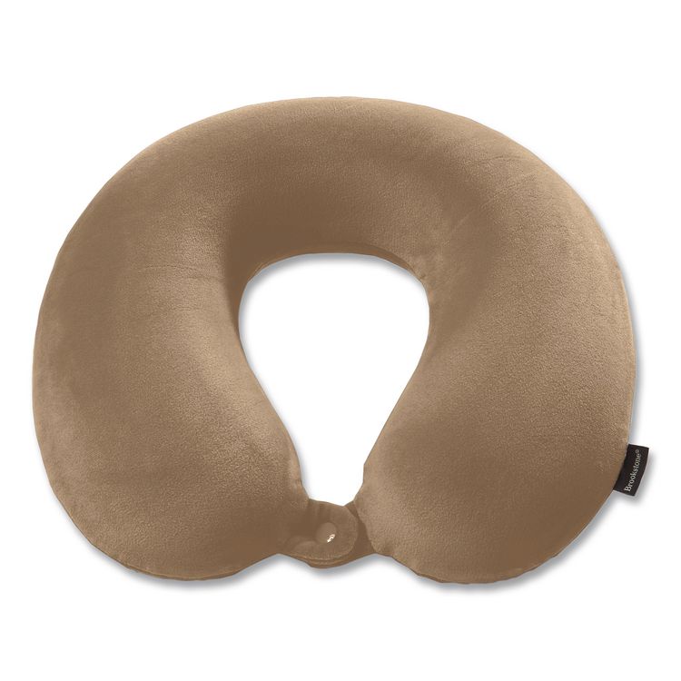 BROOKSTONE U-Shaped Memory Foam Travel Pillow, 11.8 x 3.74 x 12.6, Khaki (BKTBNPM0004)