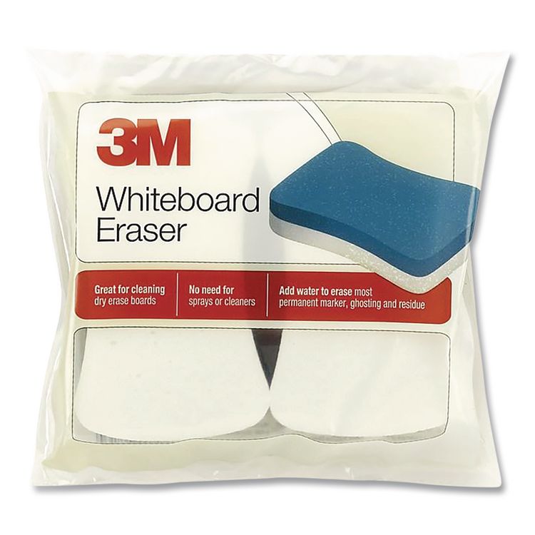 3M/COMMERCIAL TAPE DIV. Whiteboard Eraser, 4.8 x 2.3 x 1.2, Blue/White, 2/Pack (FAO581WBE)