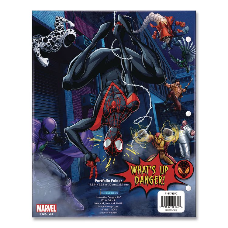 INNOVATIVE DESIGNS LLC Licensed Two-Pocket Folder, Marvel Spiderman, Side: 3-Hole Punched, Accommodates (50) 11 x 8.5 Sheets, Multicolor (IDI716173SPCSA)