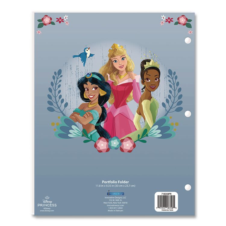 INNOVATIVE DESIGNS LLC Licensed Two-Pocket Folder, Disney Princesses, Side: 3-Hole Punched, Accommodates (50) 11 x 8.5 Sheets, Multicolor (IDI718358PRSA)