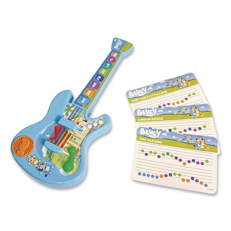 BLUEY Music Time Band Electronic Guitar, Ages 3 and Up, Blue/Orange/Green (LTP18002)