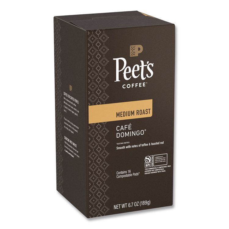 PEETS Cafe Domingo Soft Pods, 16/ Box, 6 Boxes/Carton (PEEPCE02782)