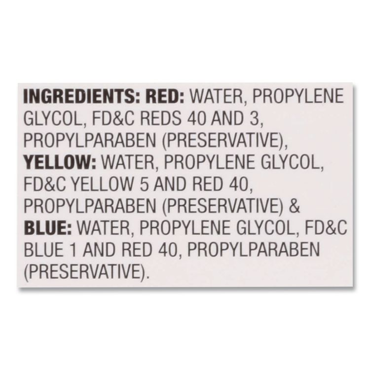 MCCORMICK & CO Food Coloring, Red/Yellow/Blue, 0.5 oz Bottle, 3/Box (MKCMCM05308)