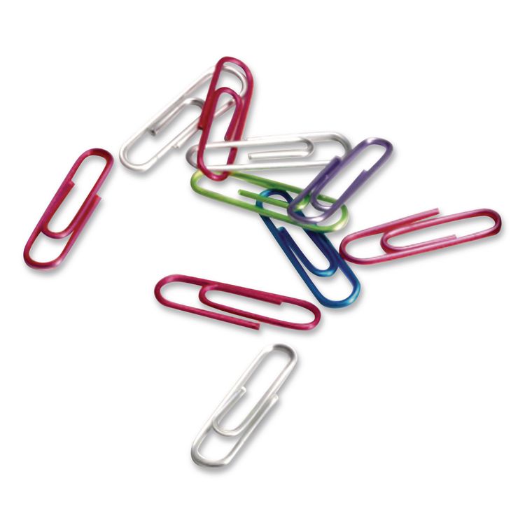 OFFICEMATE INTERNATIONAL CORP. Paper Clips, #2, Vinyl Coated, Assorted Translucent Colors, 600/Pack (OIC509946)