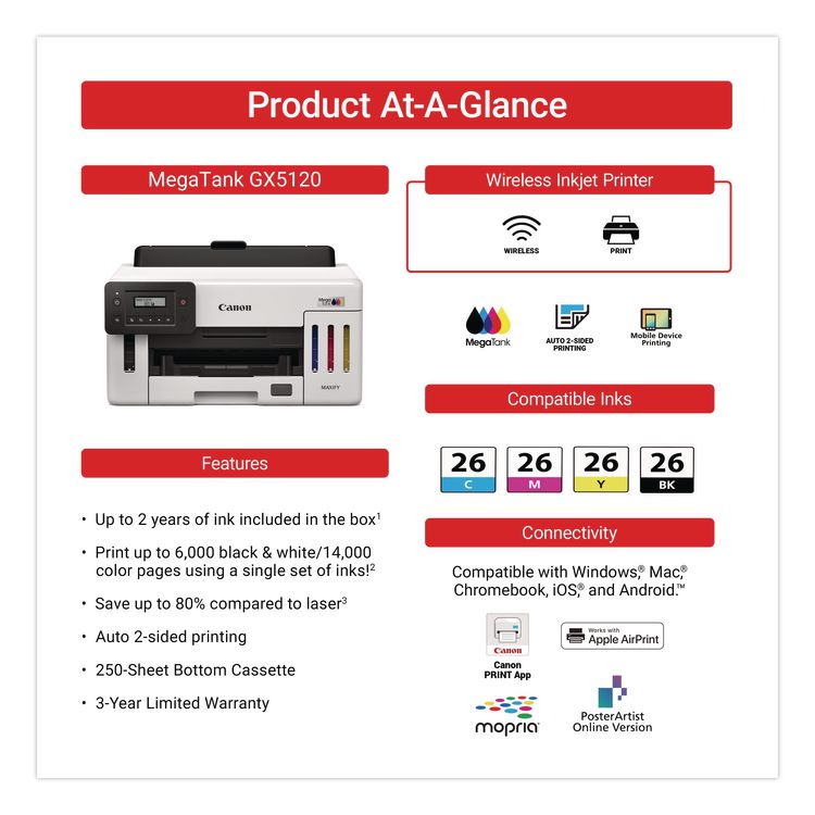 CANON COMPUTER SYSTEMS CCSI MAXIFY GX5120 Wireless Inkjet Printer (CNM6884C002)