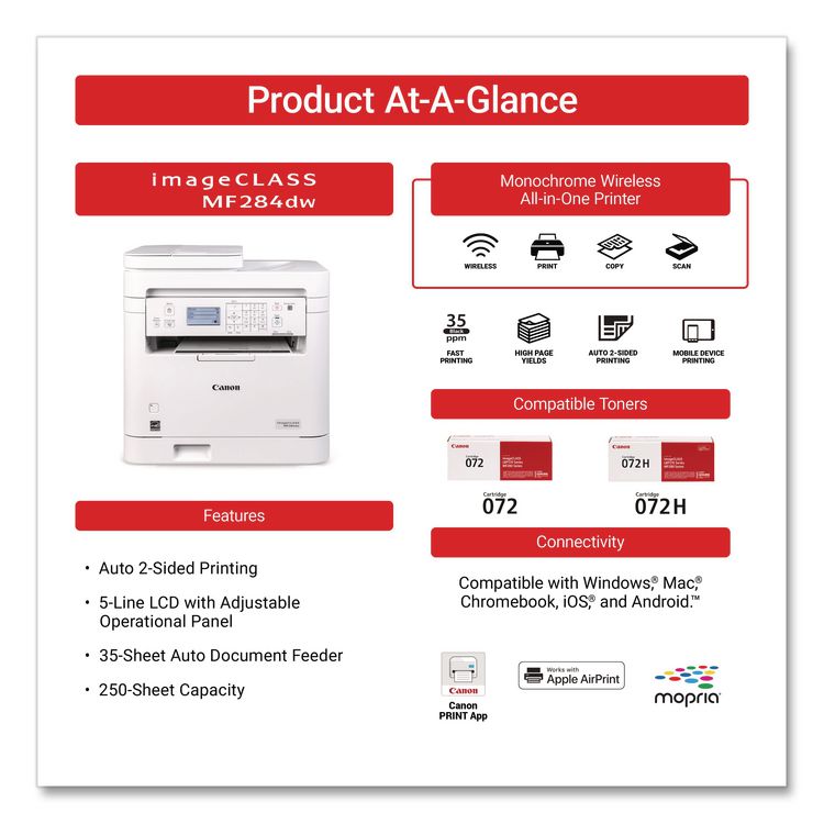 CANON COMPUTER SYSTEMS CCSI imageCLASS MF284dw, Copy/Print/Scan (CNM6354C019)