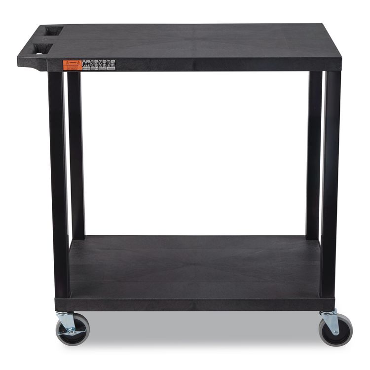 LUXOR WORKSPACES, LLC TUFFY XL Two-Shelf Multipurpose Utility Cart, Plastic, 400 lb Capacity, 35.25" x 18" x 33, Black (LXCEC22B)