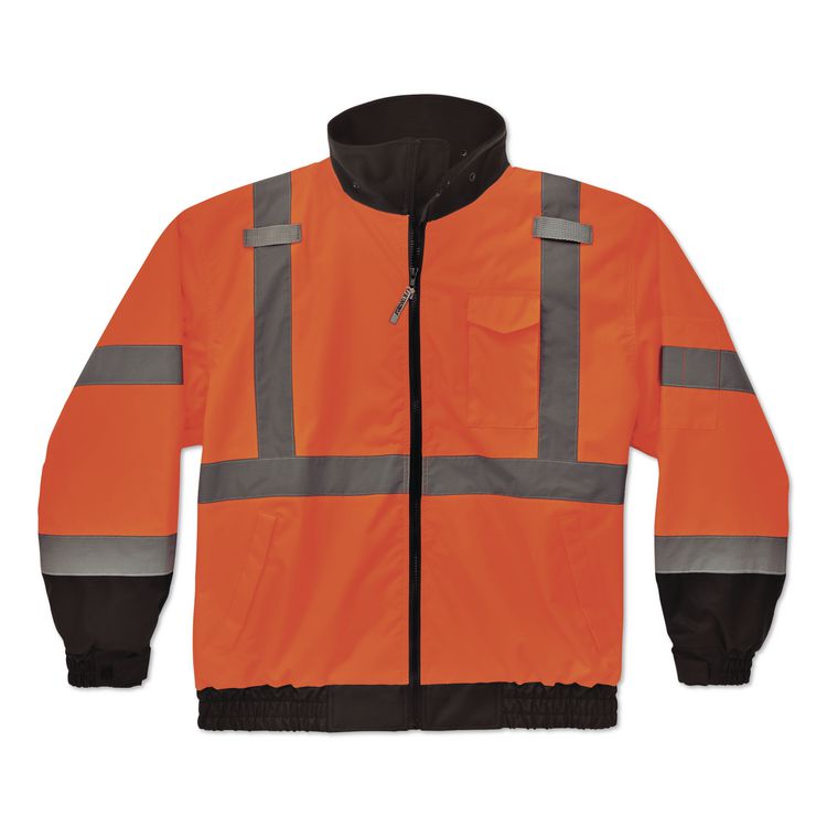 ERGODYNE CORPORATION GloWear 8379 Class 3 Hi-Vis Fleece Lined Bomber Jacket, X-Small, Orange (EGO24461)