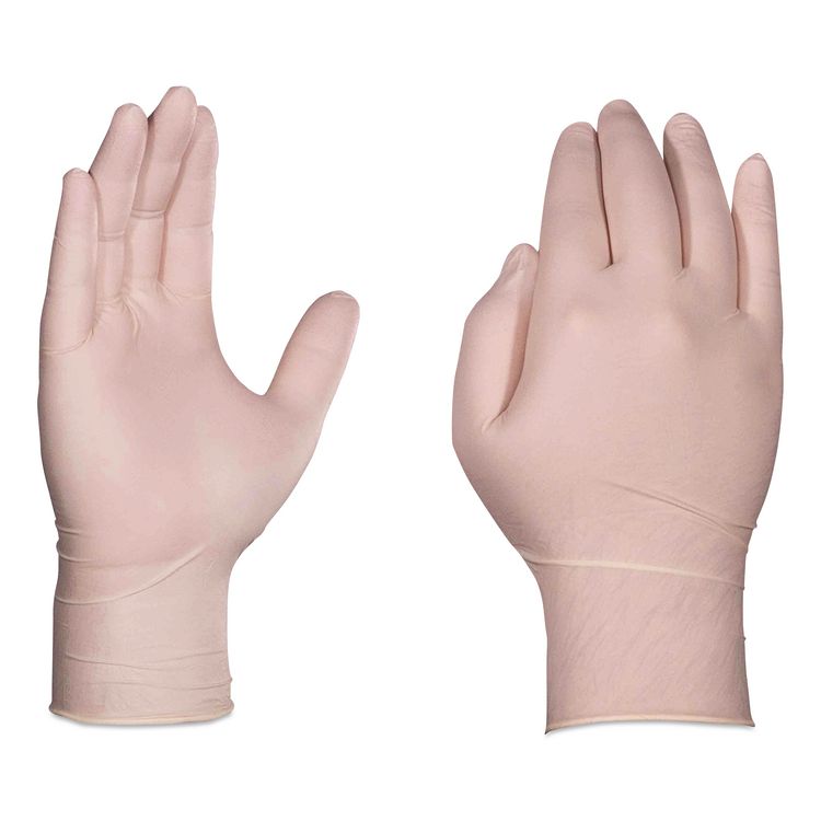 AMMEX CORPORATION Latex Exam Gloves, Powder-Free, Medium, 4 mil (Palm), 5 mil (Fingers), Ivory, 100/Box (AXCGPPFT44100)