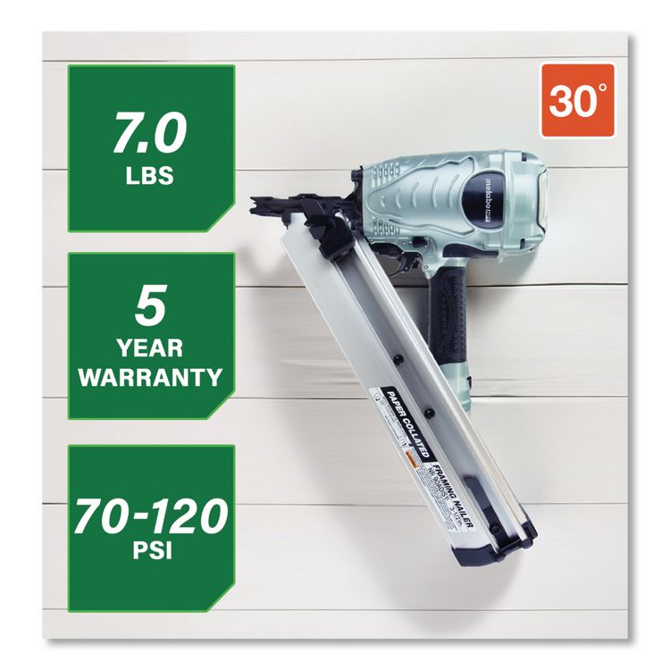 METABO POWER TOOLS HPT 30 Degree Paper Collated 3.5" Strip Framing Nailer (MHPNR90ADS1M)