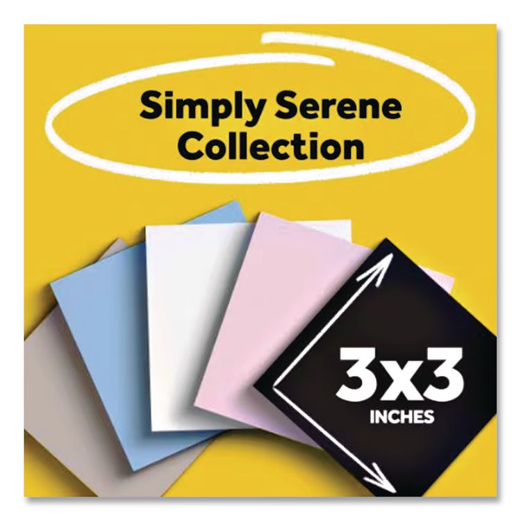 3M/COMMERCIAL TAPE DIV. Pads in Simply Serene Colors, Unruled, 3 x 3, (2) Pads of 45 Sheets, (1) Pad of 35 Sheets, 3 Pads/Pack (MMM7100332298)