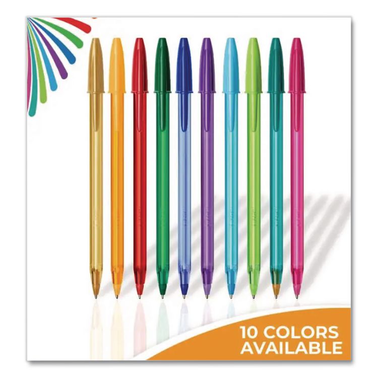 BIC CORP. Color Cues Cristal Xtra Smooth Ballpoint Pen, Stick, Medium 1.2 mm, Assorted Ink and Barrel Colors, 10/Box (BICWMSUA10AST)