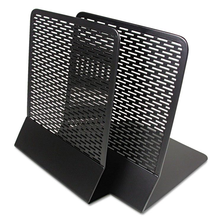 ARTISTIC LLC Urban Collection Punched Metal Bookends, Nonskid Base, 5.5 x 6.5 x 6.5, Perforated Steel, Black, Pair (AOPART20008)