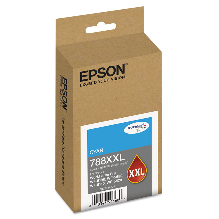 EPSON AMERICA, . T788XXL220 (788XXL) DURABrite Ultra XL PRO High-Yield Ink, Cyan (EPST788XXL220)