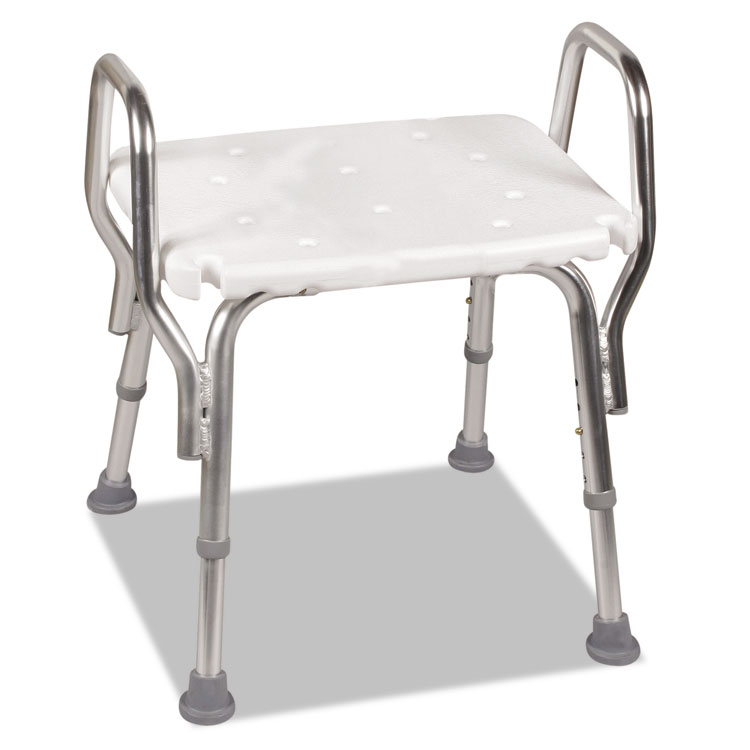 BRIGGS HEALTHCARE Shower Chair, Backless, Supports Up to 350 lb, 16" to 20" Seat Height, White/Aluminum (BGH52217351900)
