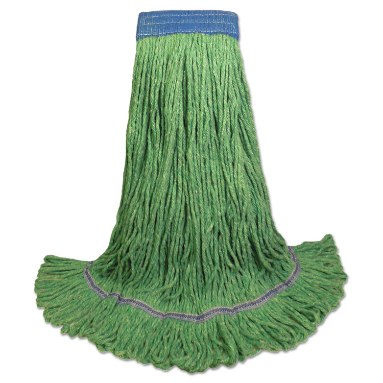 BOARDWALK Super Loop Wet Mop Head, Cotton/Synthetic Fiber, 5" Headband, X-Large Size, Green, 12/Carton (BWK504GN)
