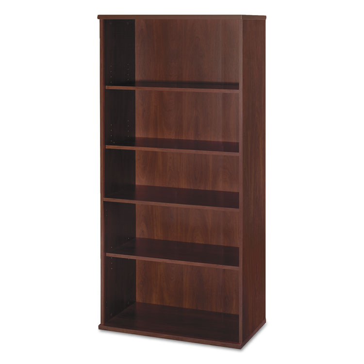 BUSH INDUSTRIES Series C Collection Bookcase, Five-Shelf, 35.63w x 15.38d x 72.78h, Hansen Cherry (BSHWC24414)