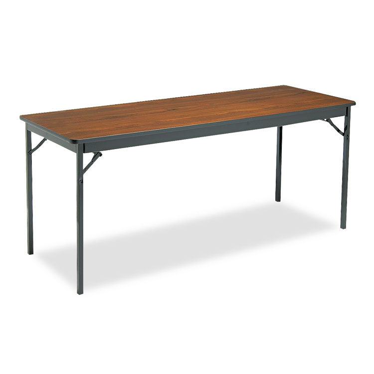 BARRICKS MANUFACTURING CO Special Size Folding Table, Rectangular, 72w x 24d x 30h, Walnut/Black (BRKCL2472WA)
