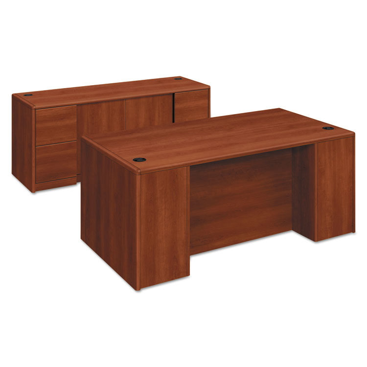 HON COMPANY 10700 Series Double Pedestal Desk with Full-Height Pedestals, 72" x 36" x 29.5", Cognac (HON10799CO)