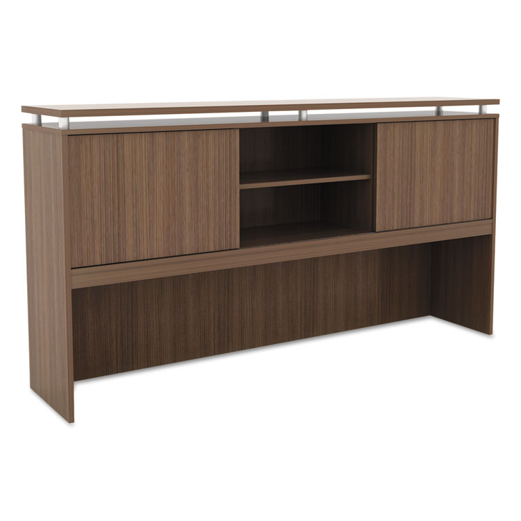 ALERA Alera Sedina Series Hutch with Sliding Doors, 72w x 15d x 42.5h, Modern Walnut (ALESE267215WA)