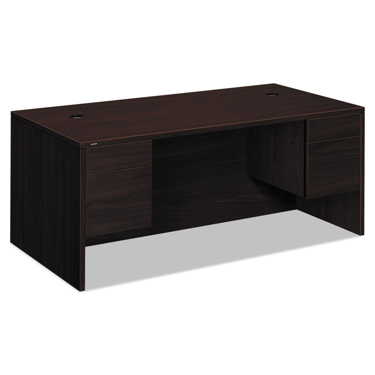 HON COMPANY 10500 Series Double 3/4-Height Pedestal Desk, Left and Right: Box/File, 72" x 36" x 29.5", Mahogany (HON10593NN)