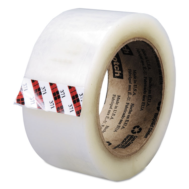 3M/COMMERCIAL TAPE DIV. Box Sealing Tape, 3" Core, 48 mm x 100 m, Clear, 36/Carton (MMM37148100)