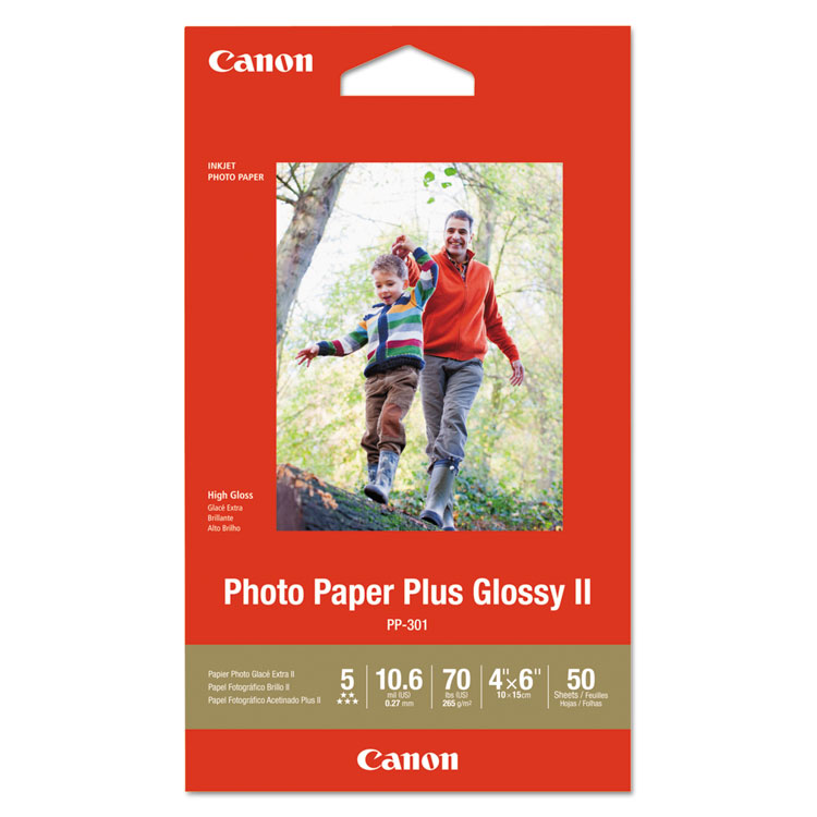 CANON USA, . Photo Paper Plus Glossy II, 10.6 mil, 4 x 6, Glossy White, 50/Pack (CNM1432C005)
