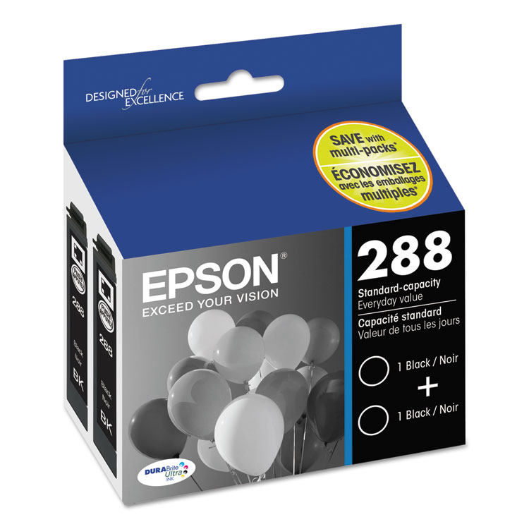 EPSON AMERICA, . T288120-D2 (288) DURABrite Ultra Ink, Black, 2/Pack (EPST288120D2)