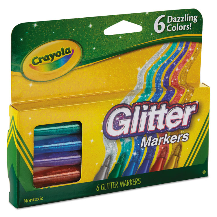 BINNEY & SMITH / CRAYOLA Glitter Markers, Medium Bullet Tip, Assorted Colors, 6/Set (CYO588629)
