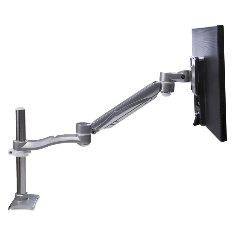 KELLY COMPUTER SUPPLIES Desk-Mounted Flat Panel Monitor Arm, For 22" Monitors, 360 deg Rotation, 180 deg Tilt, 360 deg Pan, Silver, Supports 40 lb (KCS17915)