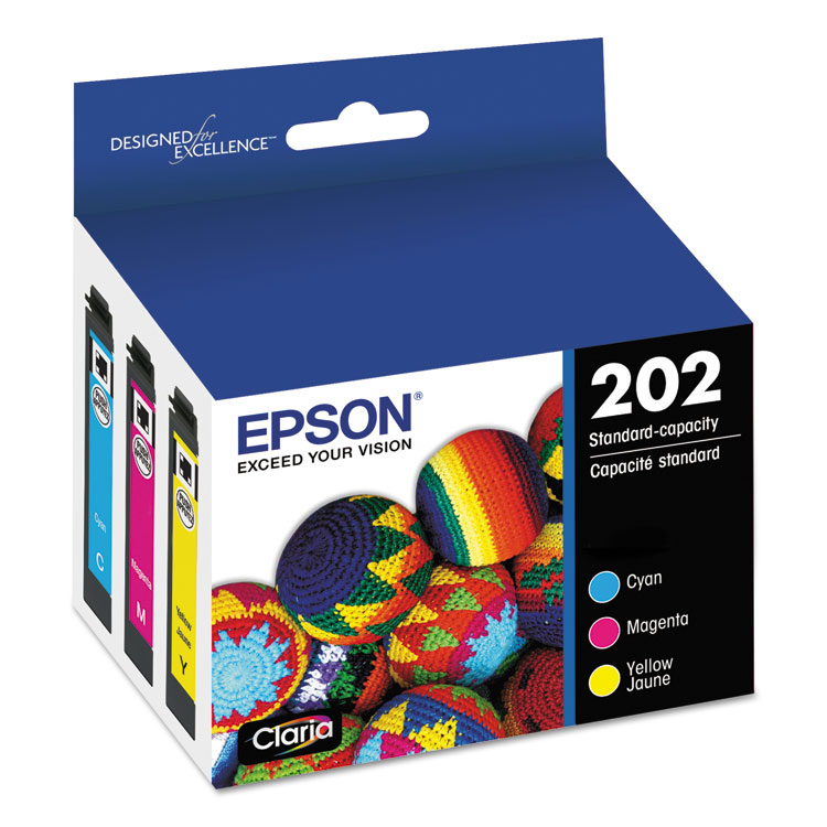 EPSON AMERICA, . T202520-S (202) Claria Ink, 165 Page-Yield, Cyan/Magenta/Yellow (EPST202520S)