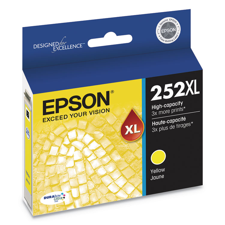 EPSON AMERICA, . T252XL420-S (252XL) DURABrite Ultra High-Yield Ink, 1,100 Page-Yield, Yellow (EPST252XL420S)